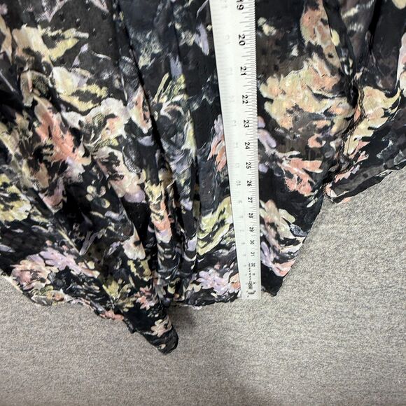 Vince Camuto Top Women One Size Black Floral Open Front Long Sleeve Sheer - Picture 6 of 7